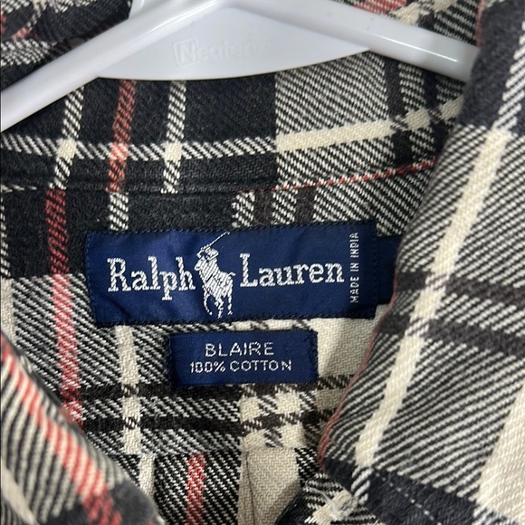 Ralph Lauren Men's Plaid Shirt in Black, White, and Red Medium - Picture 2 of 7